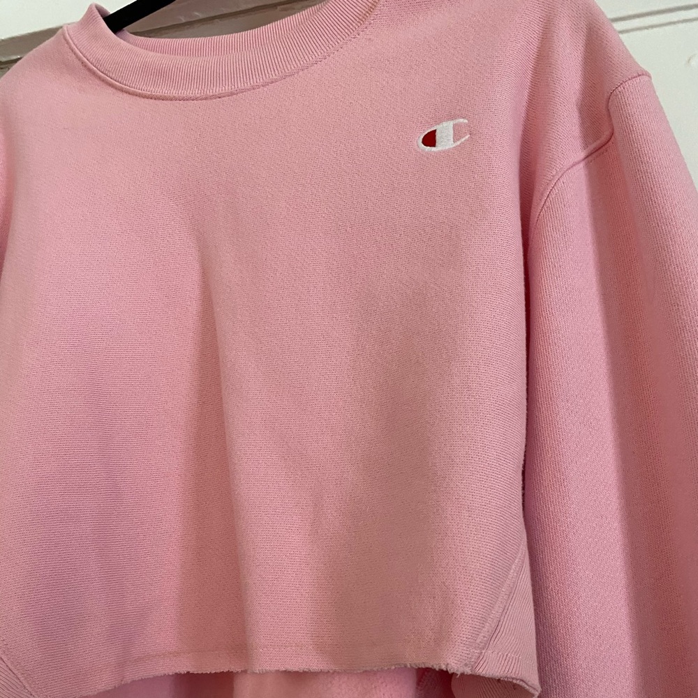 Pink Champion cropped sweatshirt